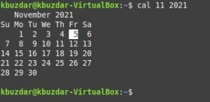 Как использовать команду «cal» в Linux Mint 20