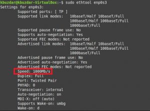 Как найти скорость соединения интерфейса в Linux Mint 20